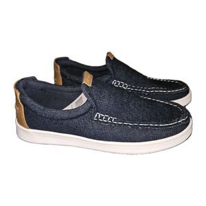 New Nautica Men's Indigo Denim Derwin Stitch Boat Shoe | Brown Accnt US 8 Medium